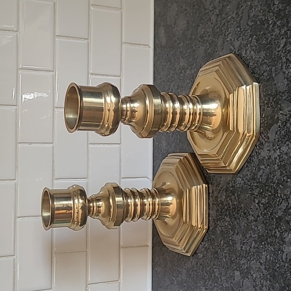 Vintage Solid Brass Candle Holders - Picture 10 of 12
